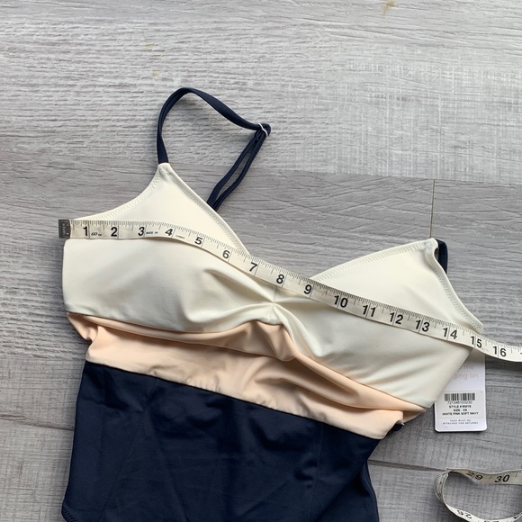 NWT Lively One Piece Swimsuit - Cream, Tan/Pinkish Peach and Navy, size XS. - Picture 7 of 9